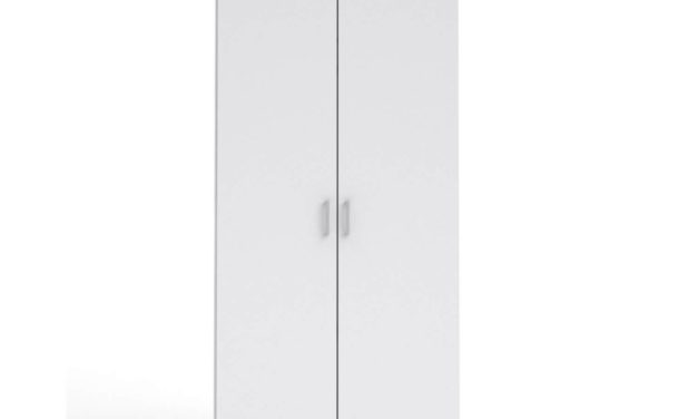 Space garderobeskab hvid 2 låger 2 hylder
