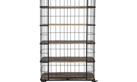 CANETT Monta reol – sort metal/mangotræ, 5 hylder