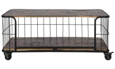 CANETT Monta sofabord – sort metal/massivt mangotræ, m. hjul