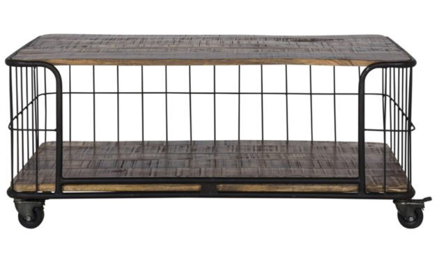 CANETT Monta sofabord – sort metal/massivt mangotræ, m. hjul