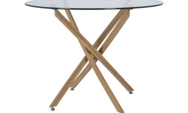 CANETT Luri spisebord – glas/eg, rund (Ø100)