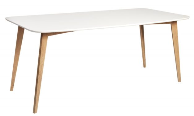 Arild spisebord – mat hvid/lakeret eg (180×90)