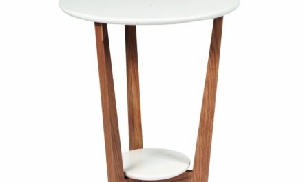 Arild sofabord – hvid/lakeret eg m. 1 hylde (Ø50)