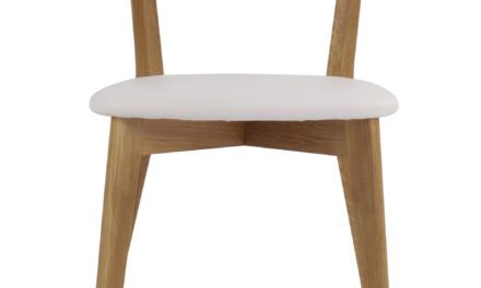Ami spisebordsstol – lakeret eg og hvidt PU læder