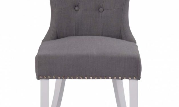 Ina spisebordsstol – grå/hvid m. sølvnitter
