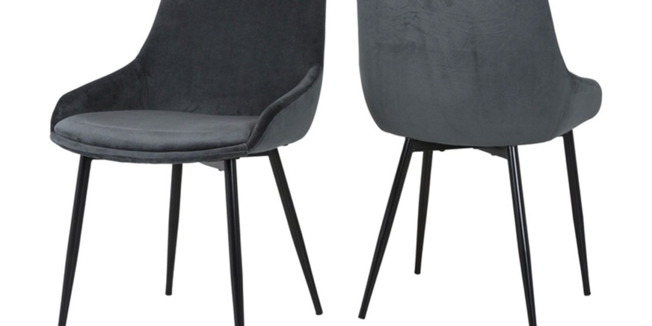 CANETT Merick spisebordsstol – grøn velour/sort metal