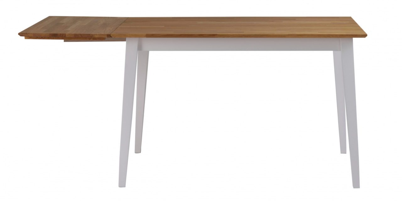 Filippa spisebord – eg/hvid m. klap (80×120+45)