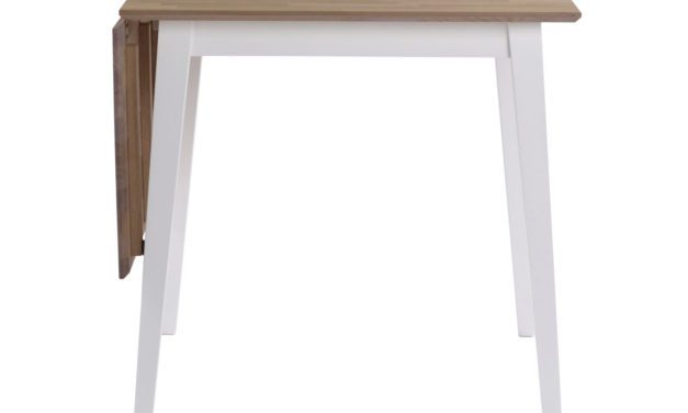 Filippa spisebord – eg/hvid m. klap (80×80+74)