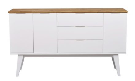 Filippa skænk, hvid/eg, m. 3 låger og 3 skuffer