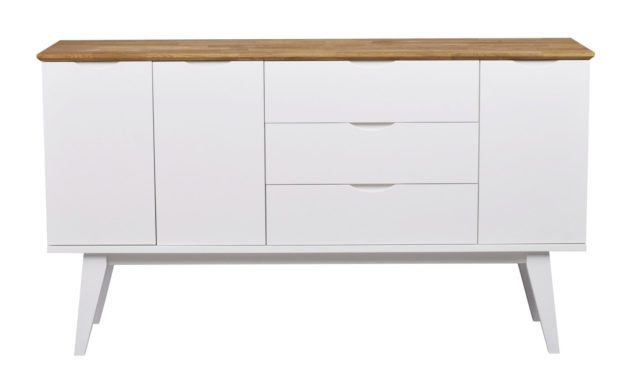 Filippa skænk, hvid/eg, m. 3 låger og 3 skuffer