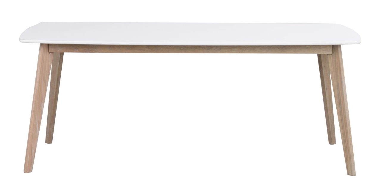 Olivia spisebord – hvid/hvidvasket eg m. udtræk (190×90)