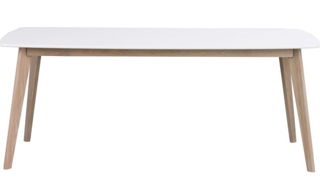 Olivia spisebord – hvid/hvidvasket eg m. udtræk (190×90)