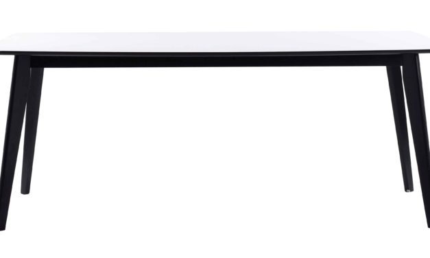 Olivia spisebord – Hvid bordplade, sortlakeret egetræsben, m. udtræk 190×90