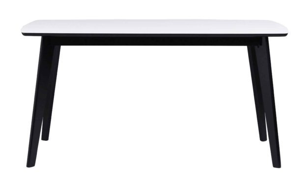 Olivia spisebord – hvid/sort m. udtræk (150×90)