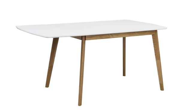 Olivia klapbord – Hvid bordplade lakeret egetræsben, 120+40