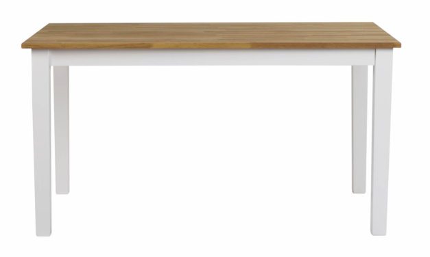 Linus spisebord – massiv eg/hvid m. udtræk (140×90)