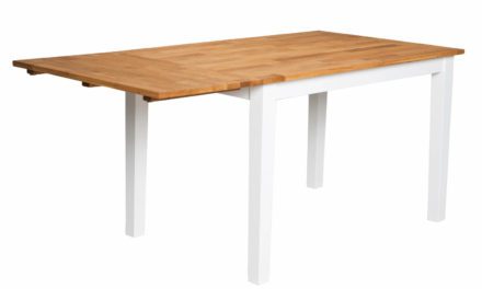 Linus spisebord – eg/hvid m. klap (80×120+45)