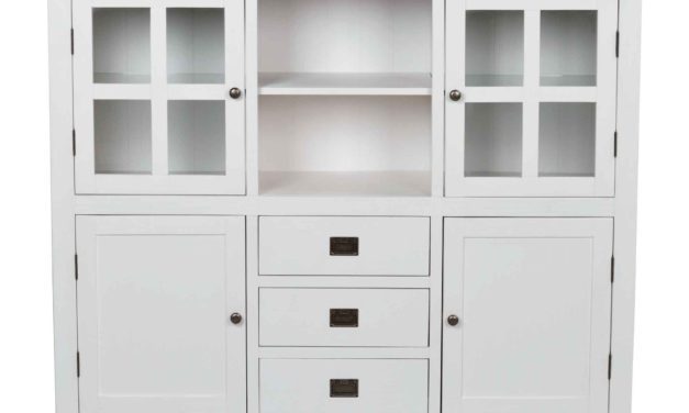 Nottingham vitrineskab – hvid m. 4 låger og 3 skuffer