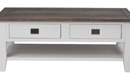 Nottingham sofabord – brun/hvid m. 2 skuffer og 1 hylde