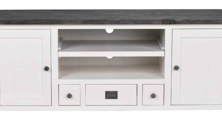 Nottingham TV-bænk – hvid m. 2 låger og 3 skuffer