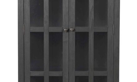 Nottingham vitrineskab – grå m. 2 glasdøre og 1 skuffe