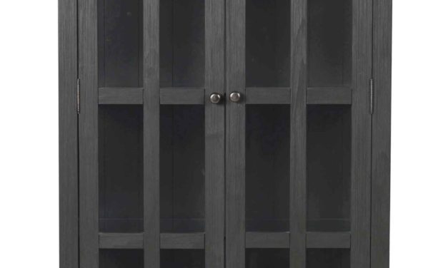 Nottingham vitrineskab – grå m. 2 glasdøre og 1 skuffe