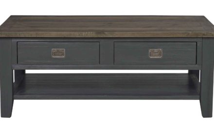 Nottingham sofabord – brun/grå m. 2 skuffer og 1 hylde