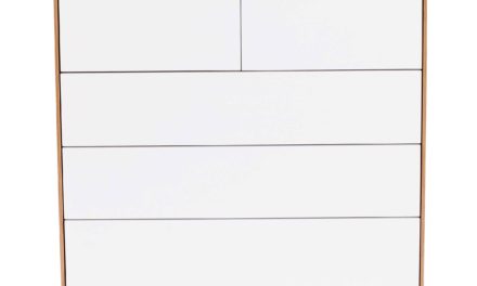 Tore kommode – Hvidt og lakeret egetræ, 5 push-to-open låger