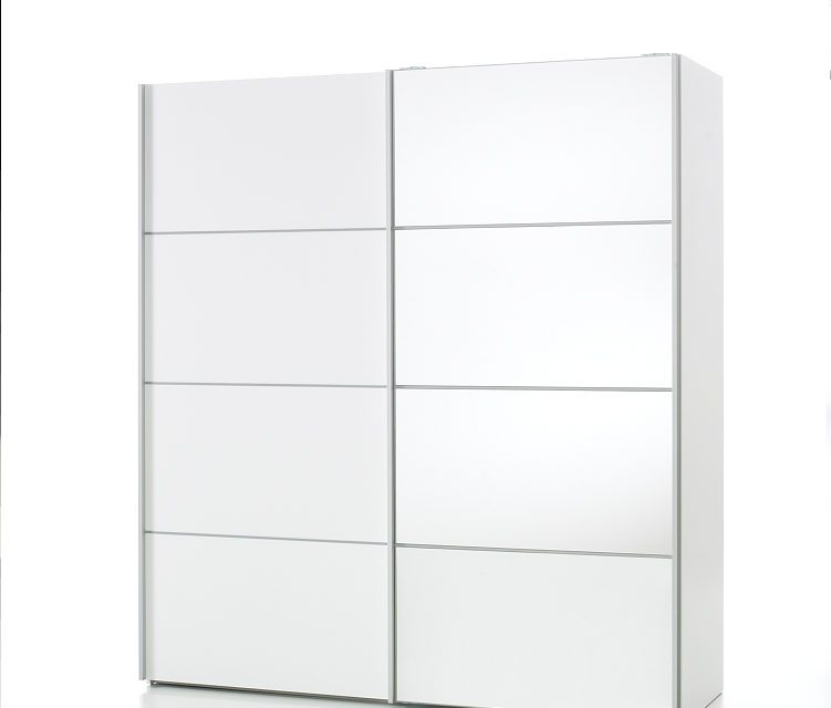 Verona hvidt garderobeskab med hylder og spejl + 3 ekstra hylder