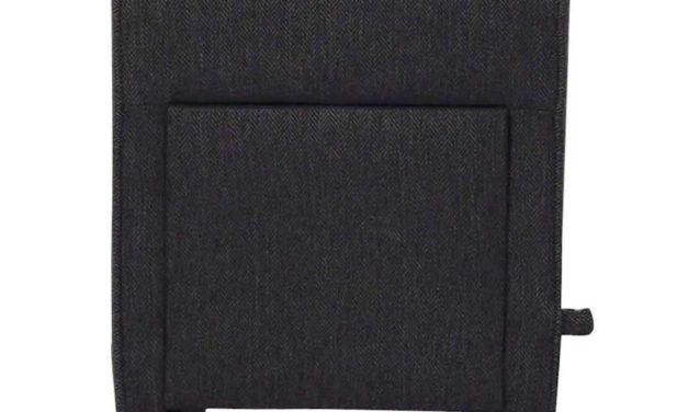 Mint puf – mørkegrå stof og sorte ben, m. 1 skuffe