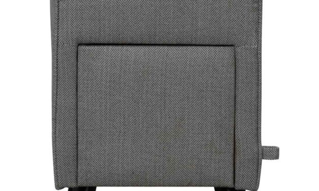 Mint puf – sort/hvidt stof og sorte ben, m. 1 skuffe