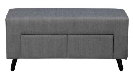 Mint puf – sort/hvidt stof og sorte ben, m. 2 skuffer