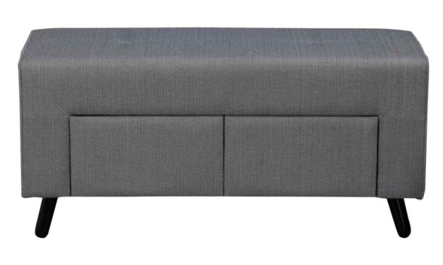 Mint puf – sort/hvidt stof og sorte ben, m. 2 skuffer