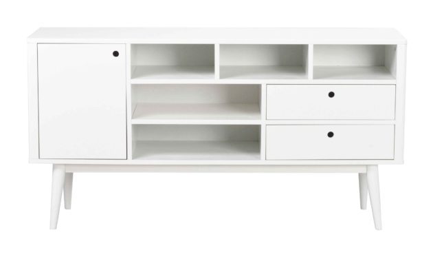 Vienna skænk – Hvidt egetræ, 2 skuffer/1 låge/5 hylder