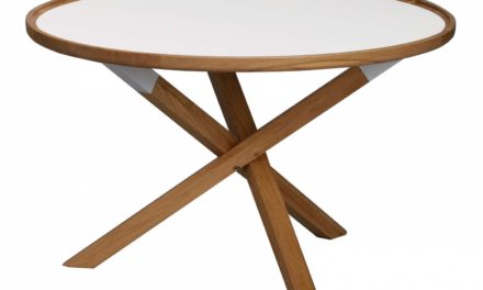 Morris sofabord – hvid/eg, rund (Ø80)