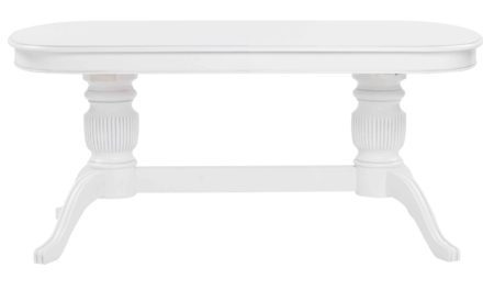 Mozart spisebord – hvid, oval incl. 2 tillægsplader