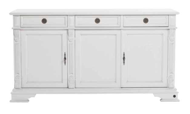 Mozart skænk – hvid m. 3 låger og 3 skuffer