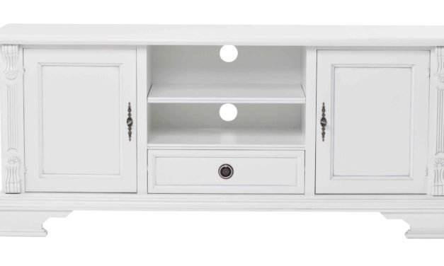 Mozart TV-bænk – hvid m. 2 låger, 1 skuffe og 1 hylde