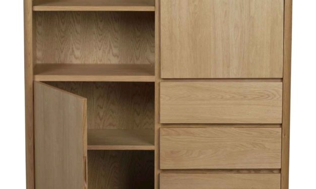 Yumi highboard – Lakeret egetræ, 2 låger/3 skuffer/2 hylder