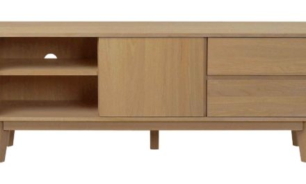 Yumi TV-bord – Lakeret egetræ 2 skuffer/2 hylder/1 låge