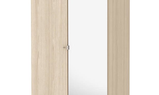 Save garderobeskab (100 cm) i eg struktur med spejl