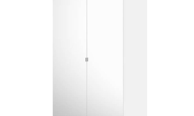 Save garderobeskab (100 cm) i hvid med to spejllåger