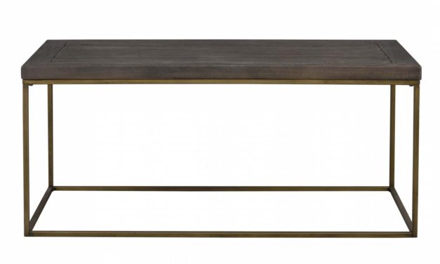Dalton sofabord – brunt træ/antik stel, rektangulær