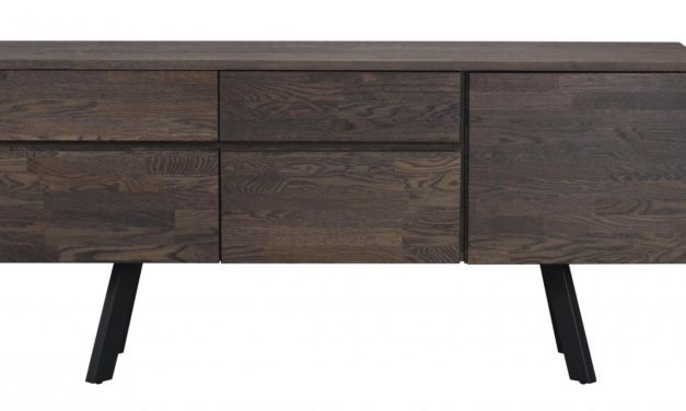 Fred skænk – mørkebrun eg, m. 2 skuffer og 3 låger