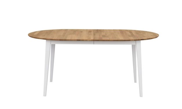 Filippa spisebord – Hvid/natur eg, ovalt, 170×105, tillægsplade inkluderet