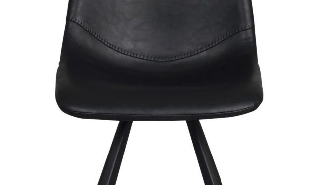 Alpha spisebordsstol – sort PU læder m. metalben