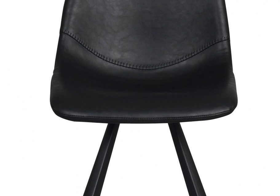Alpha spisebordsstol – sort PU læder m. metalben
