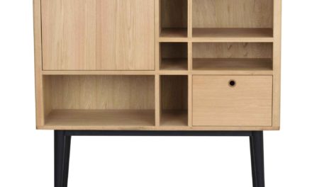 Vienna reol – Egetræ m. sorte ben, 2 låger, 3 hylder