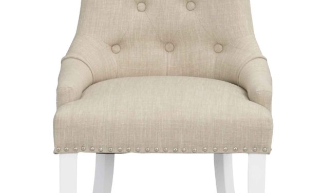 Vicky spisebordsstol – Beige stof, hvide træben