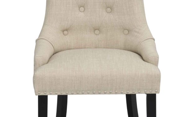 Vicky spisebordsstol – Beige stof, sorte træben